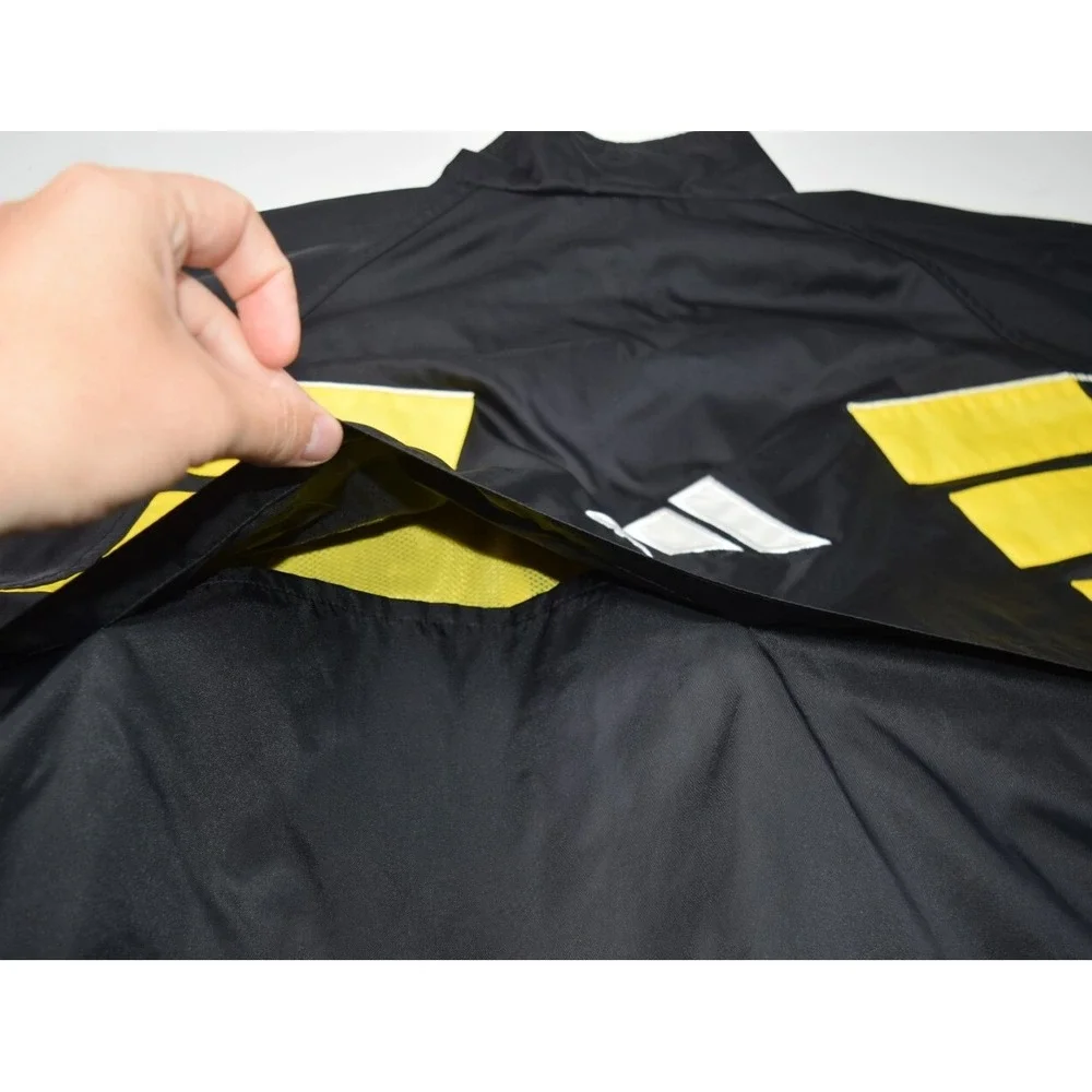 Vintage Adidas Jacket Mens XL Black Yellow Soccer Track Warm Up Windbreaker Logo